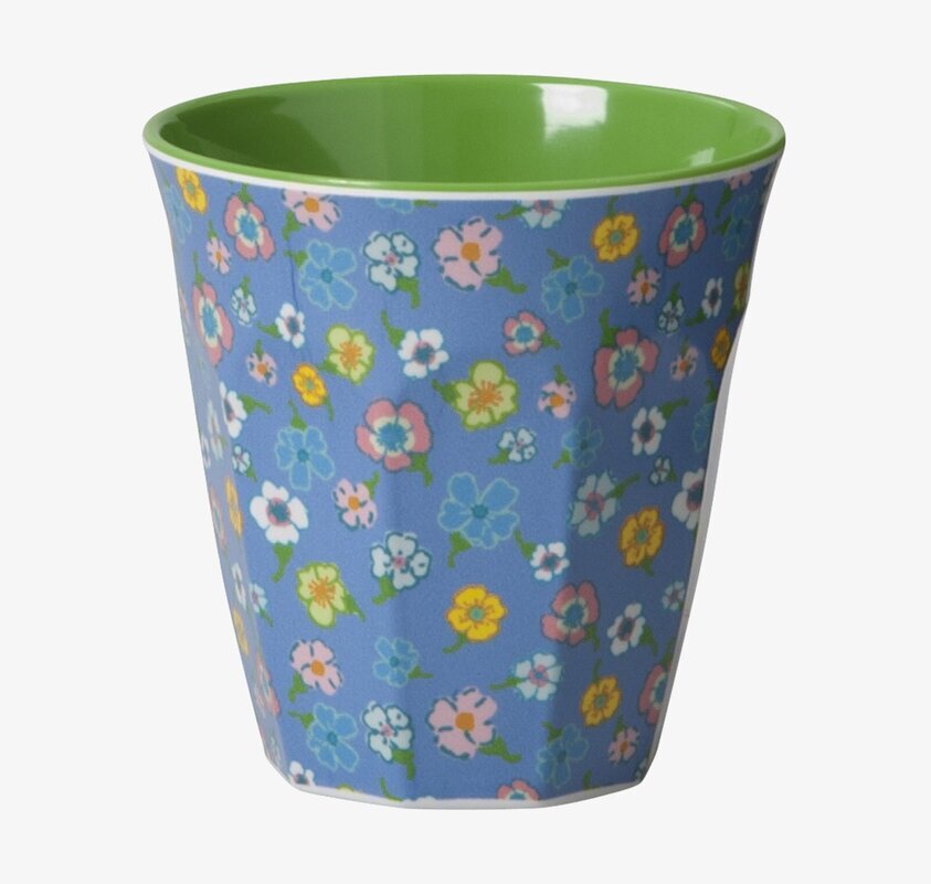 Mugg Lavendel från Rice med blommönster och grön insida