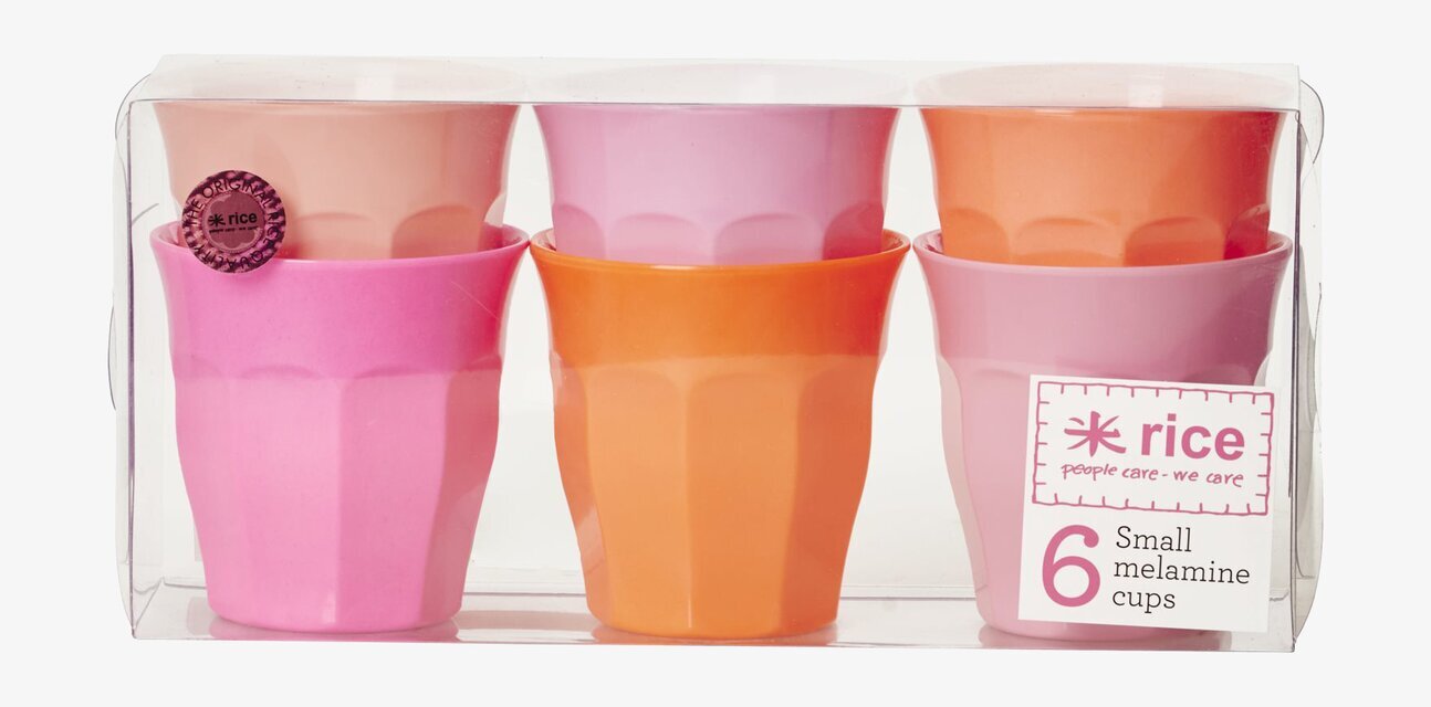 Små Muggar Rosa/Orange från Rice i genomskinlig förpackning