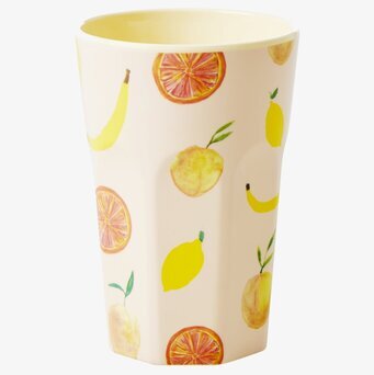 Mugg Latte Happy Fruits Print från Rice med fruktmönster