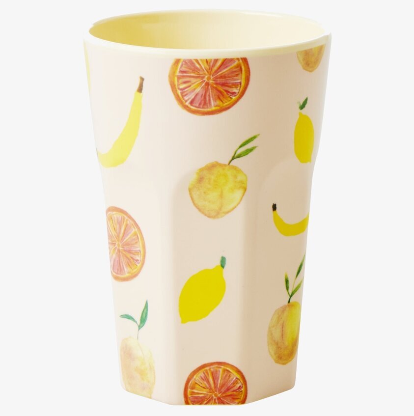 Mugg Latte Happy Fruits Print från Rice med fruktmönster