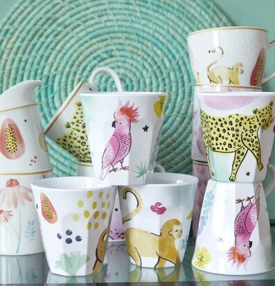 Mugg Monkey Print från Rice med färgglada djurmotiv