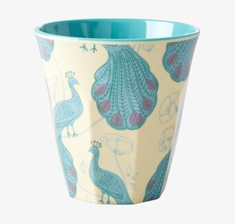Mugg Peacock Print från Rice med färgstarkt påfågelsmönster