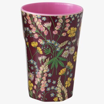 Mugg Latte Lupin Bordeaux från Rice med blomstermotiv