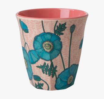 Mugg Blue Poppy Print från Rice med blå valmo-blommor