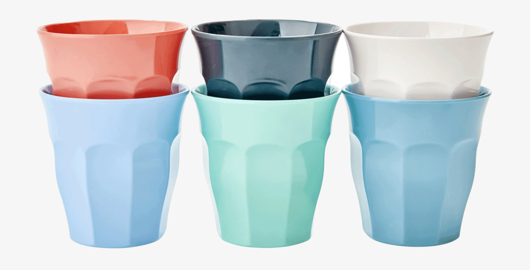 Muggar Small - Happy 21St från Rice, sex färgglada muggar