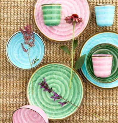 Skål Swirl Grön Tallrik Mugg Aqua Rosa Rice Skålar att äta ur tilltugg Såskannor/Vispskål servering Matlådor