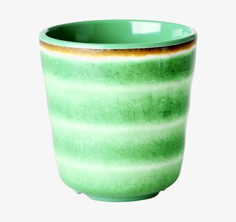 Mugg Swirl Grön från Rice med swirl-mönster och brun kant