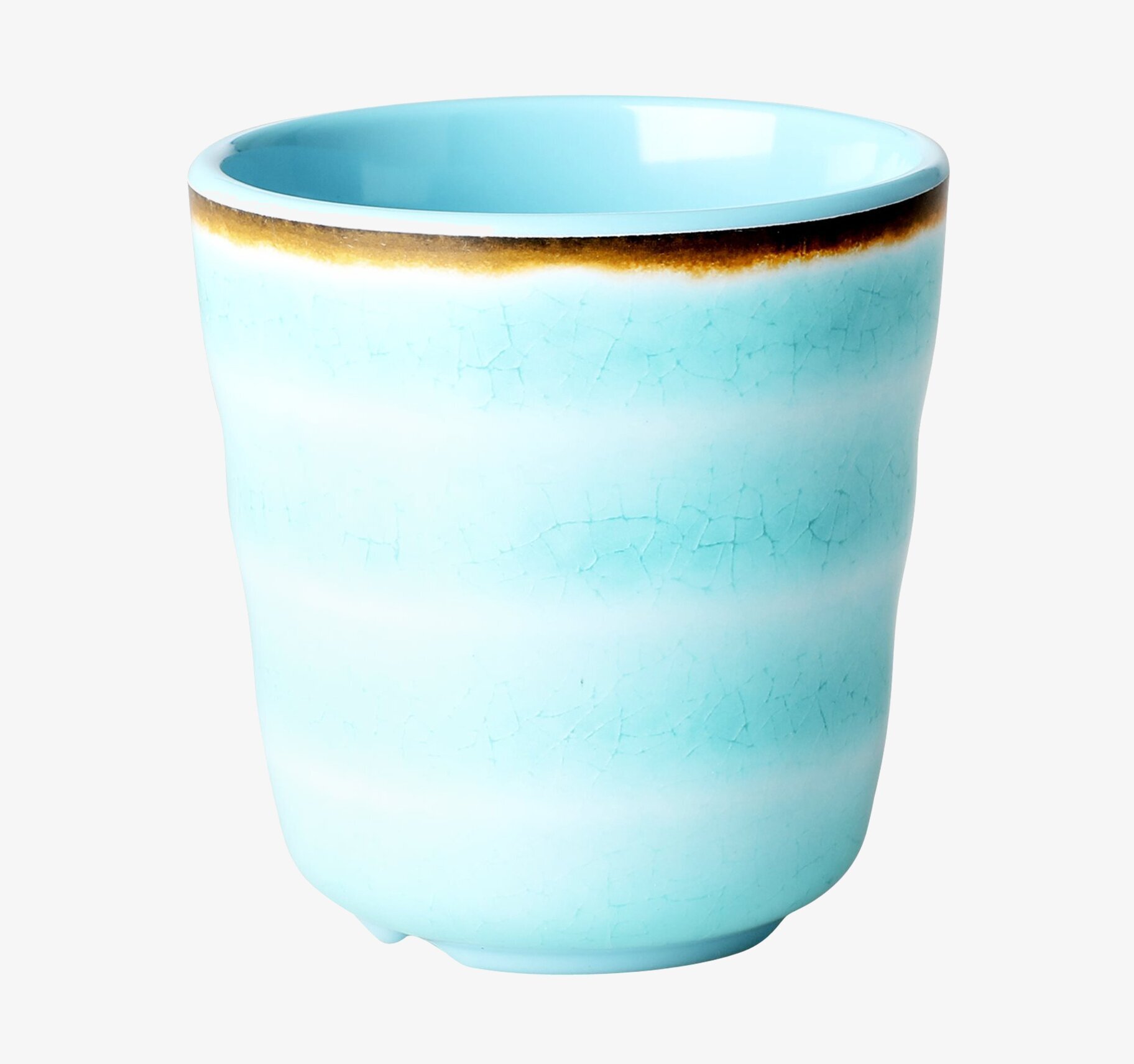 Mugg Swirl Aqua från Rice med unik design och brun kant