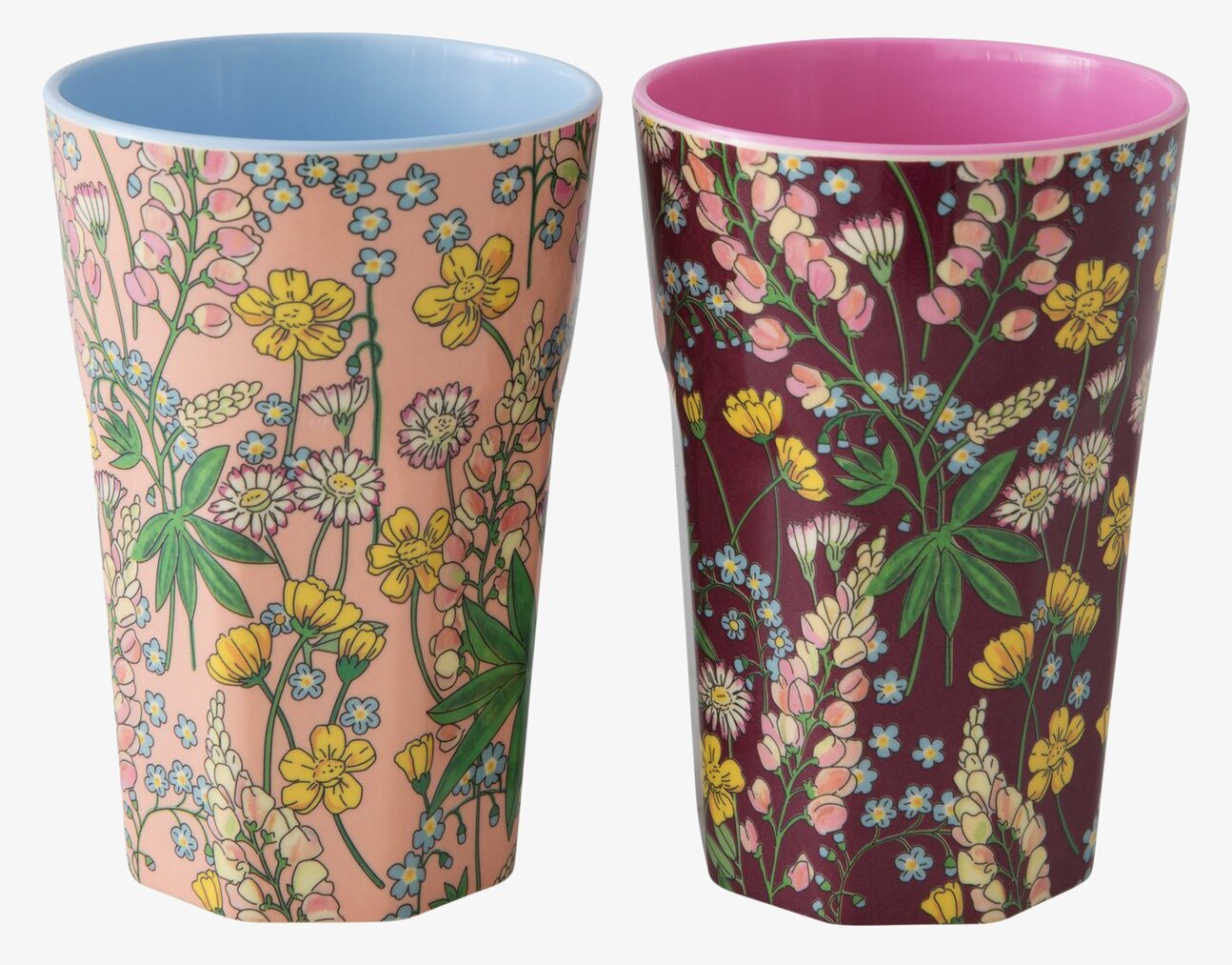 Mugg Latte Lupin Print 2-Pack från Rice med blommönster