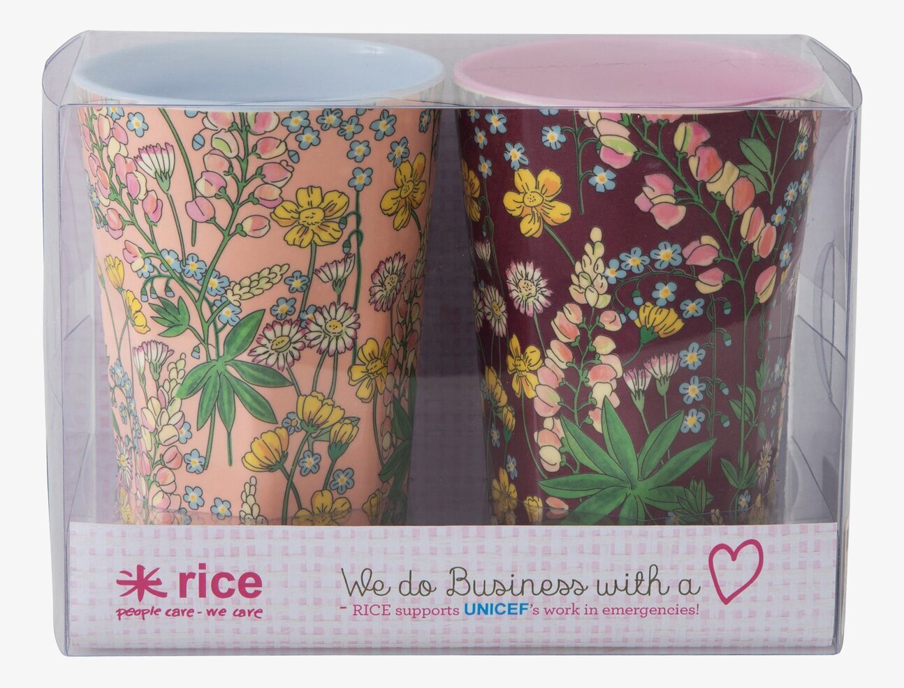 Mugg Latte Lupin Print 2-Pack från Rice med blomstermönster