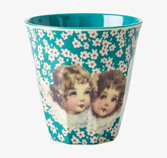 Mugg Angels Green från Rice med grönt och blommigt mönster