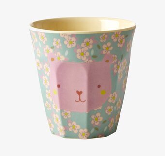 Barnmugg Björn Turkos/Rosa från Rice med björnansikte