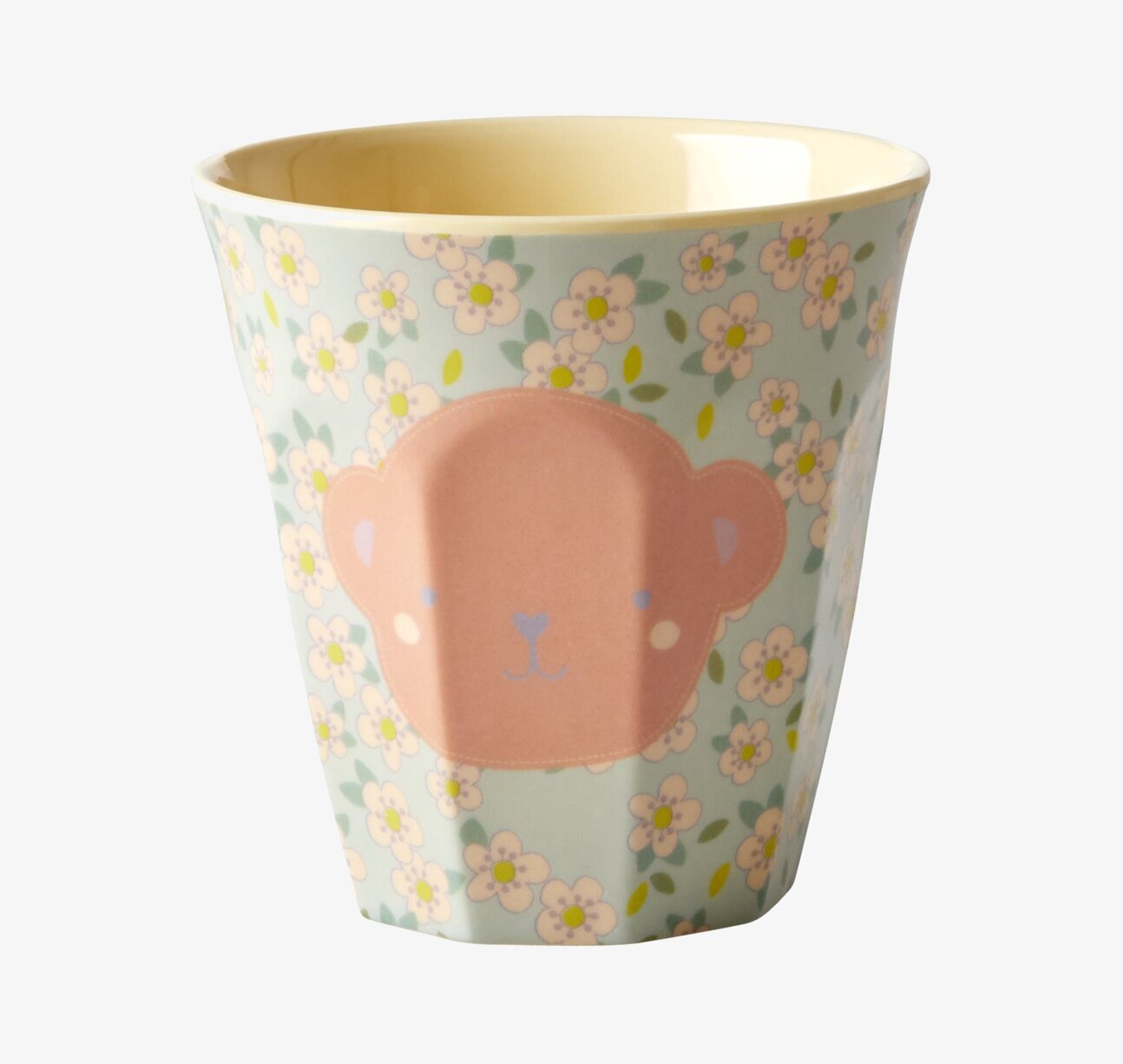 Barnmugg Apa Ljusblå från Rice med blommor och apmotiv