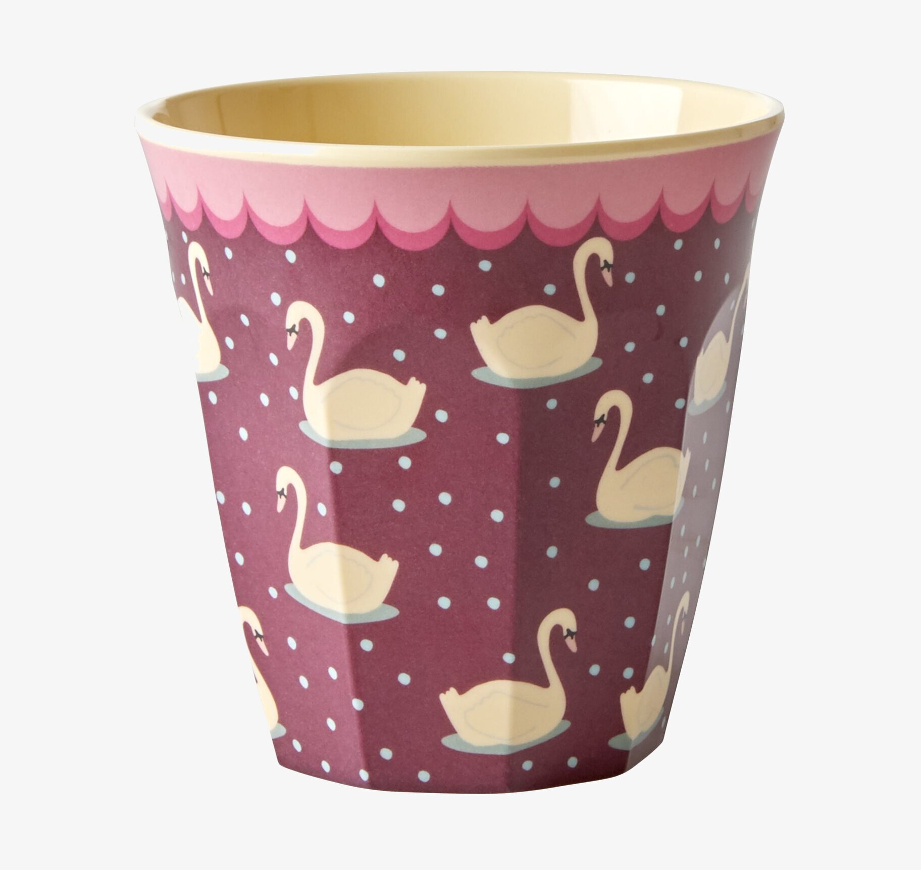 Mugg Swan Print Bordeaux från Rice med svanmönster