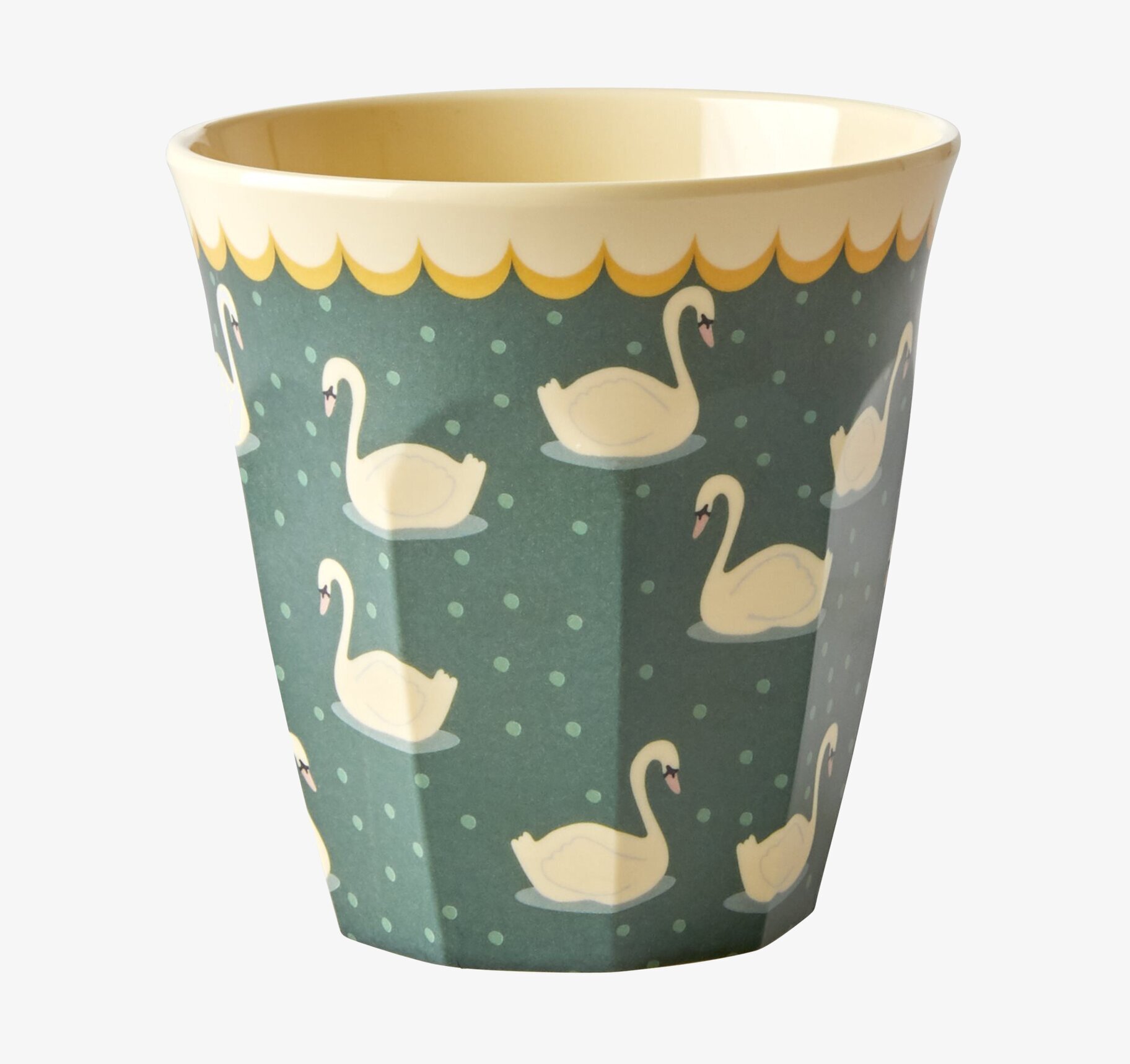 Mugg Swan Print Khaki från Rice med svanmönster i melamin