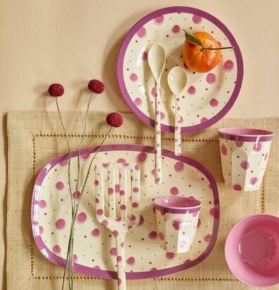 Mugg Pink Watercolor Splash Print från Rice med matchande servis