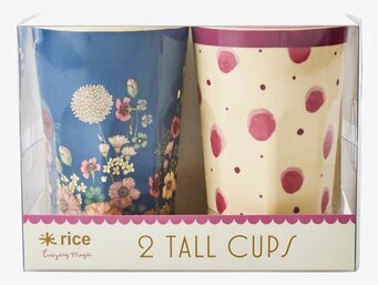Mugg 2-Pack Watercolor/Flower Print från Rice i färgglad design