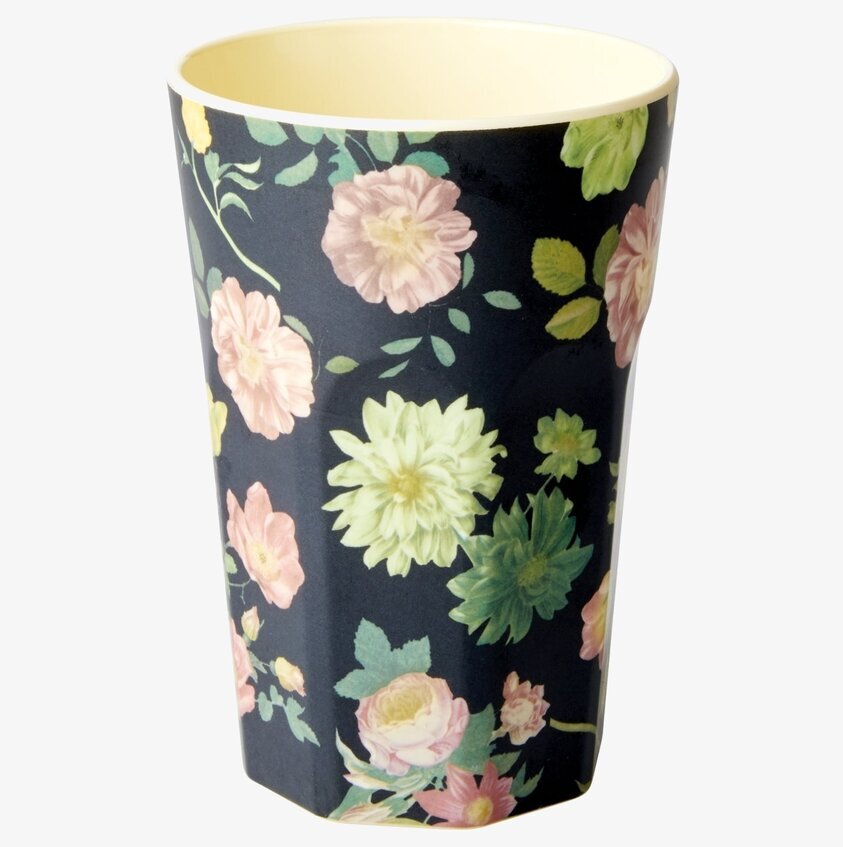 Mugg Latte Dark Rose Print från Rice med blommönster