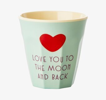 Liten Mugg Love You To The Moon från Rice med rött hjärta