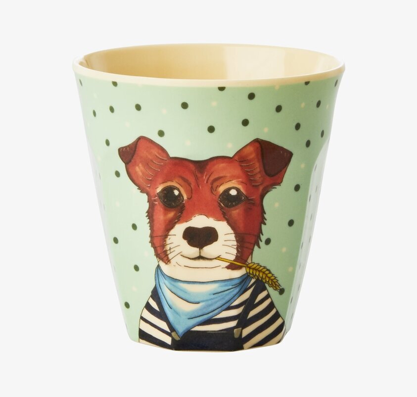 Liten Mugg Farm Animals Print Green från Rice i grön färg