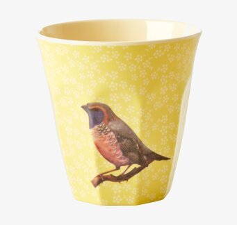 Mugg Vintage Bird Print Yellow från Rice med fågelmotiv