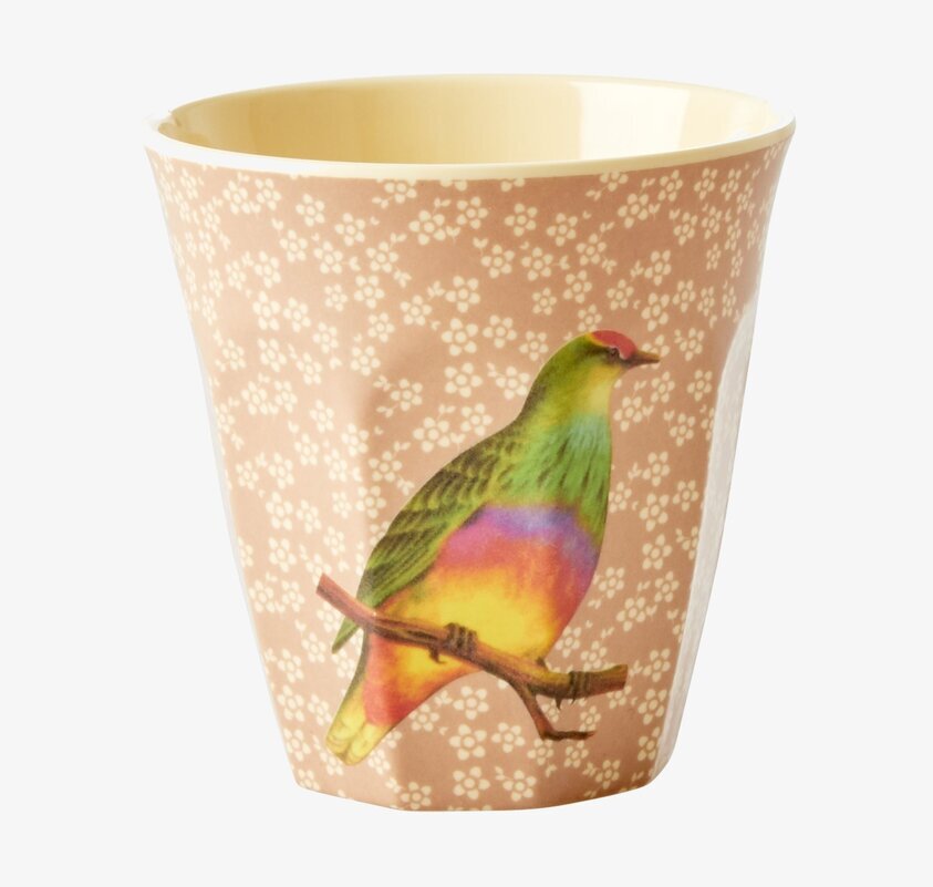Mugg Vintage Bird Print Nougat från Rice med fågelmotiv