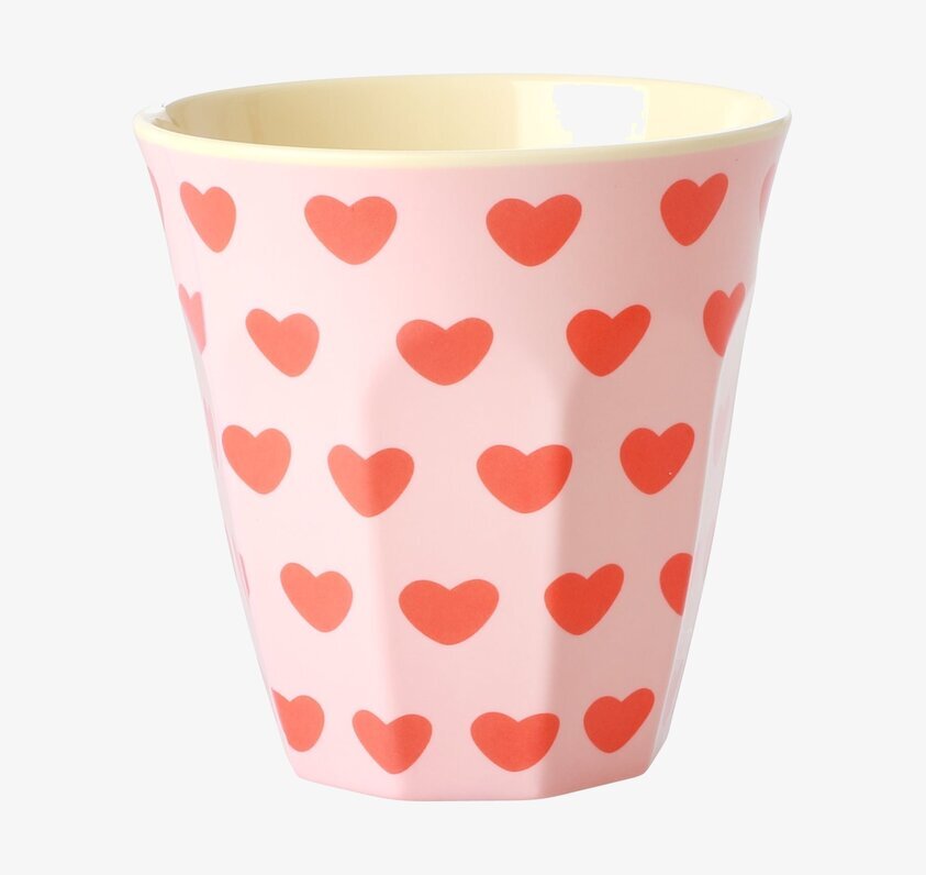 Melaminmugg Sweet Hearts Print från Rice med röda hjärtan