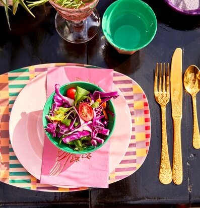 Mugg Summer Stripes Print från Rice i färgglad bordsdukning