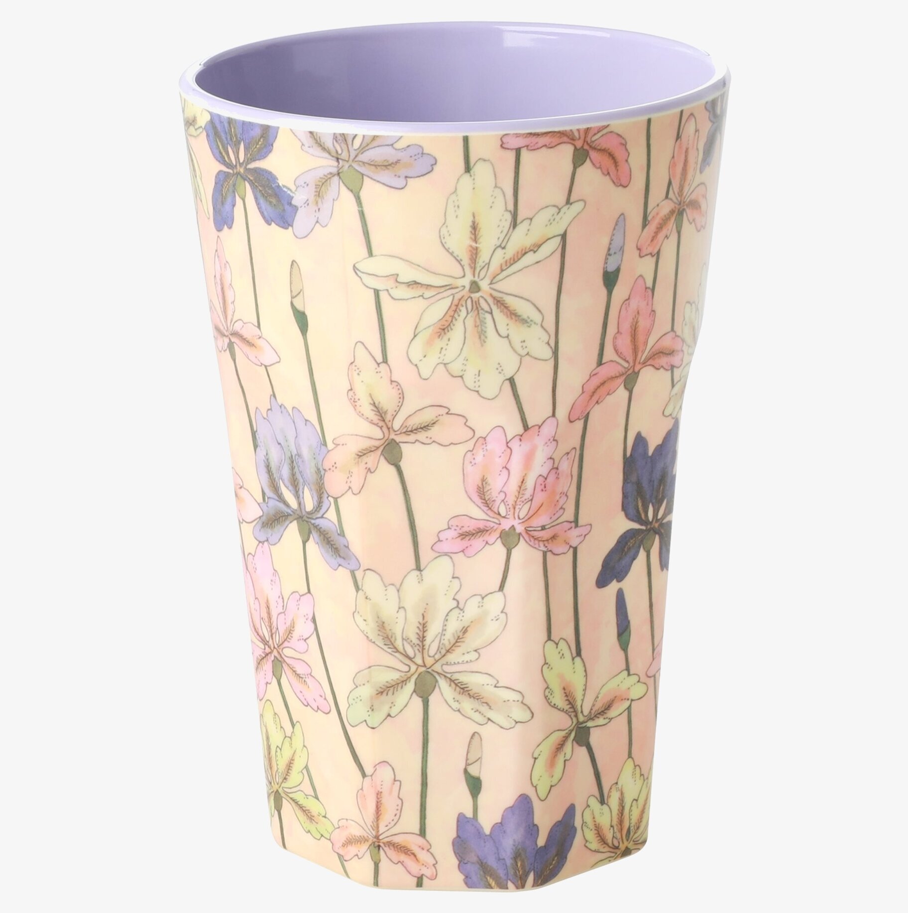 Mugg Latte Iris Print från Rice med blommönster och lila insida