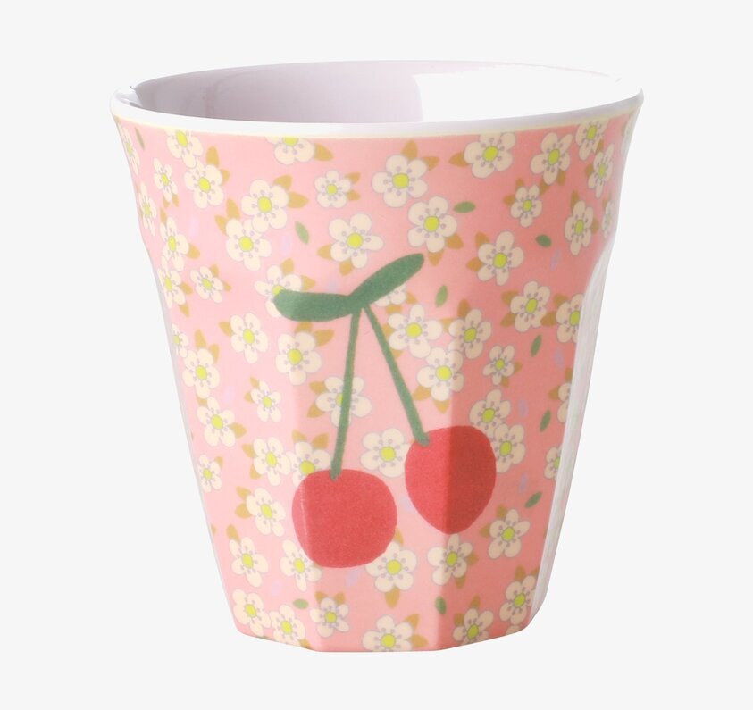 Rice Mugg Flowers & Cherry Print med blommor och körsbär