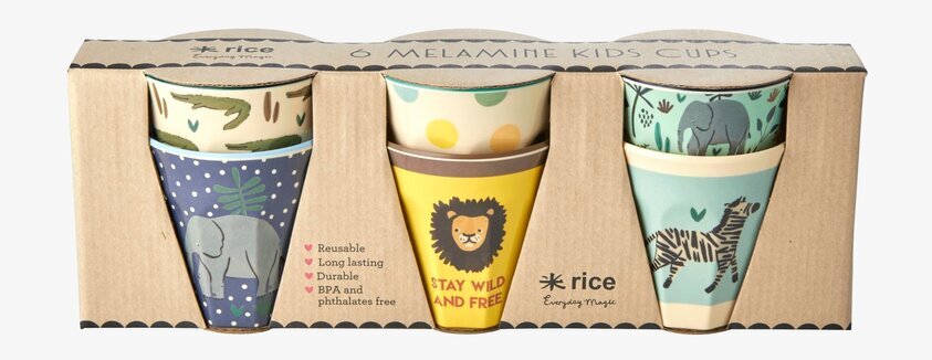 Små Muggar Jungle Print från Rice med färgglada djurmotiv