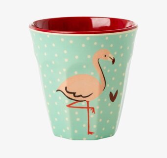 Mugg från Rice: Små Muggar Jungle Print med flamingo-motiv