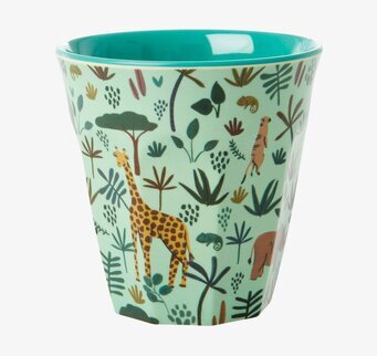 Mugg Jungle Animals Print Green från Rice med djungeldjur