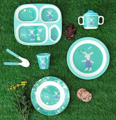 Babymugg Green Bunny Print från Rice med matchande servis