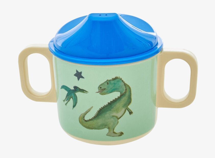 Babymugg Dino Print från Rice med två handtag och piplock