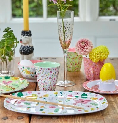 Mugg White Flower Print från Rice i färgglad bordsdukning