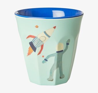 Mugg Space Print från Rice med rymdraket och astronaut