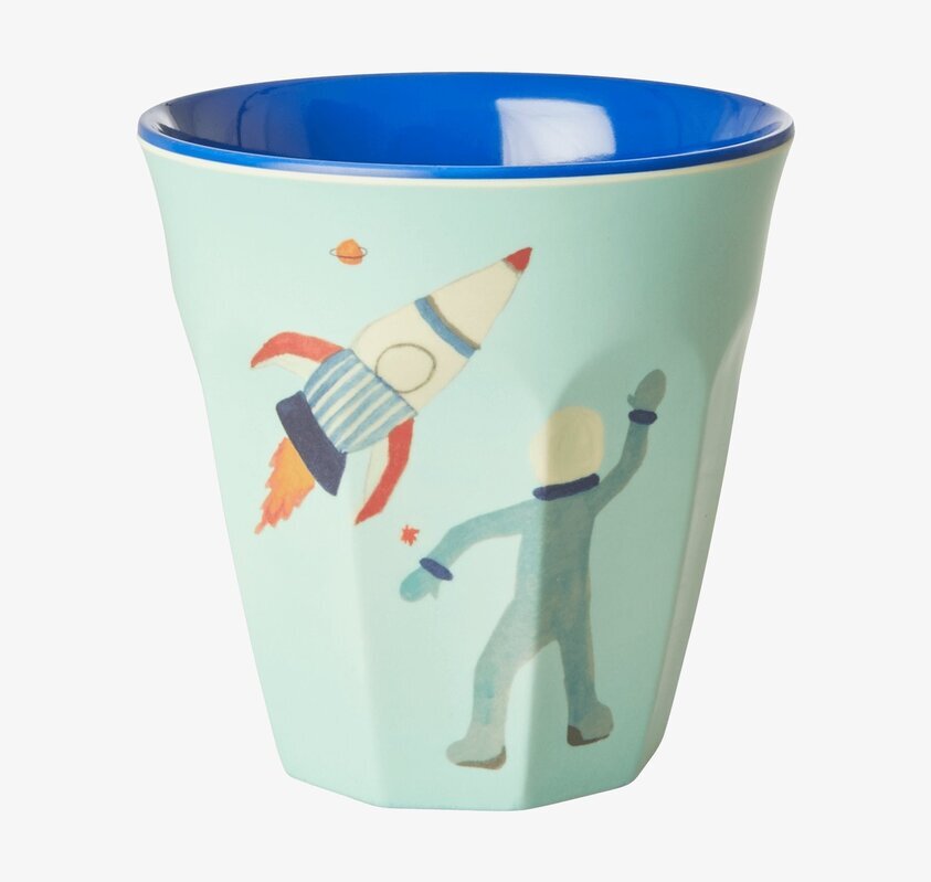Mugg Space Print från Rice med rymdraket och astronaut