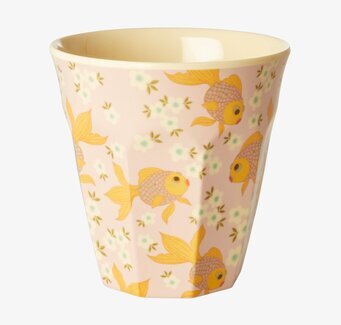 Mugg Goldfish Print från Rice med guldfiskar och blommor