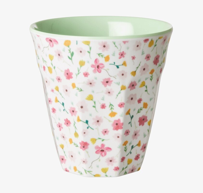 Mugg White Flower Print från Rice med färgglatt blommönster