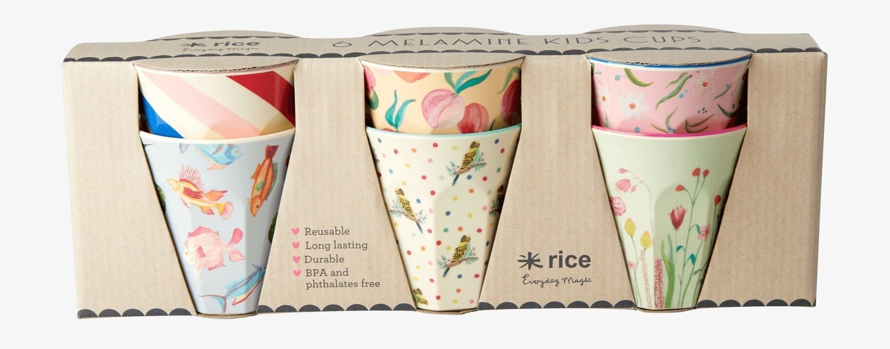 Små Muggar Choose Happy Print från Rice i sex olika mönster