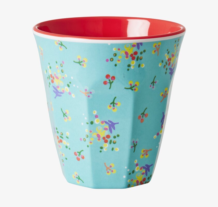 Mugg Aqua Blommor från Rice med färgglatt blommönster