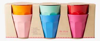 Rice Muggar Medium - Choose Happy set med sex färgglada muggar