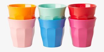 Muggar Small - Choose Happy från Rice, färgglada plastmuggar