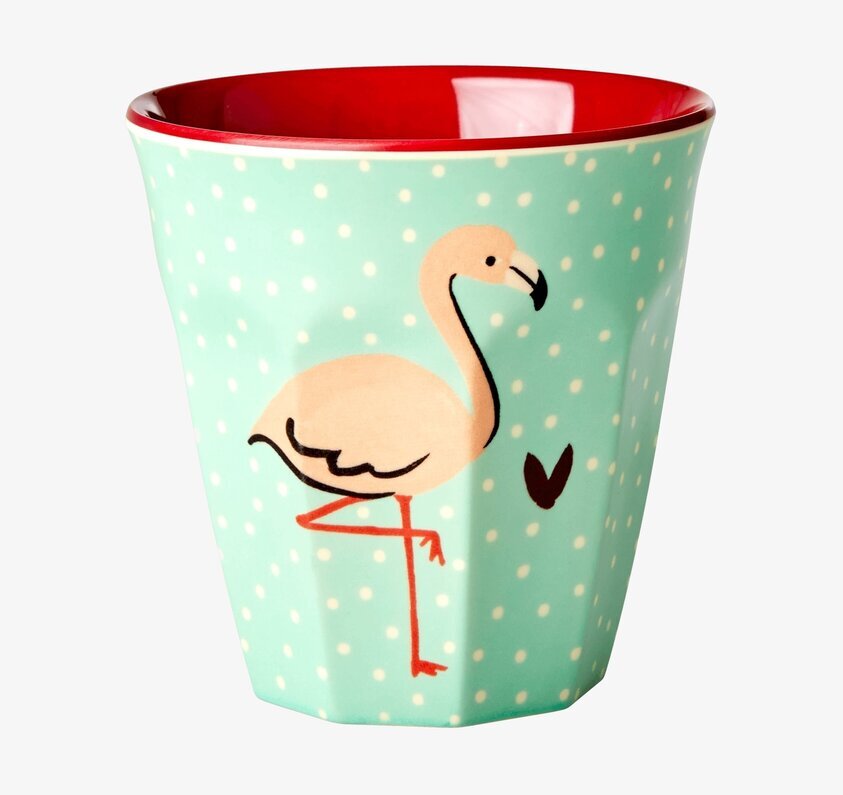 Mugg Flamingo Print från Rice med mintgrön och röd design