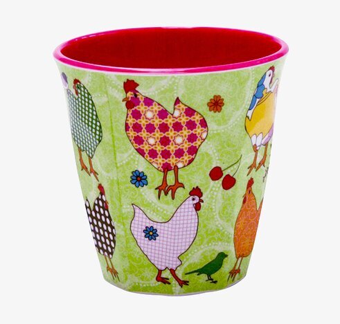 Mugg Grön Med Hönor från Rice med färgglada hönor och blommor