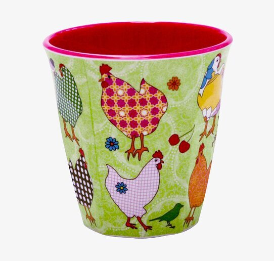 Mugg Grön Med Hönor från Rice med färgglada hönor och blommor