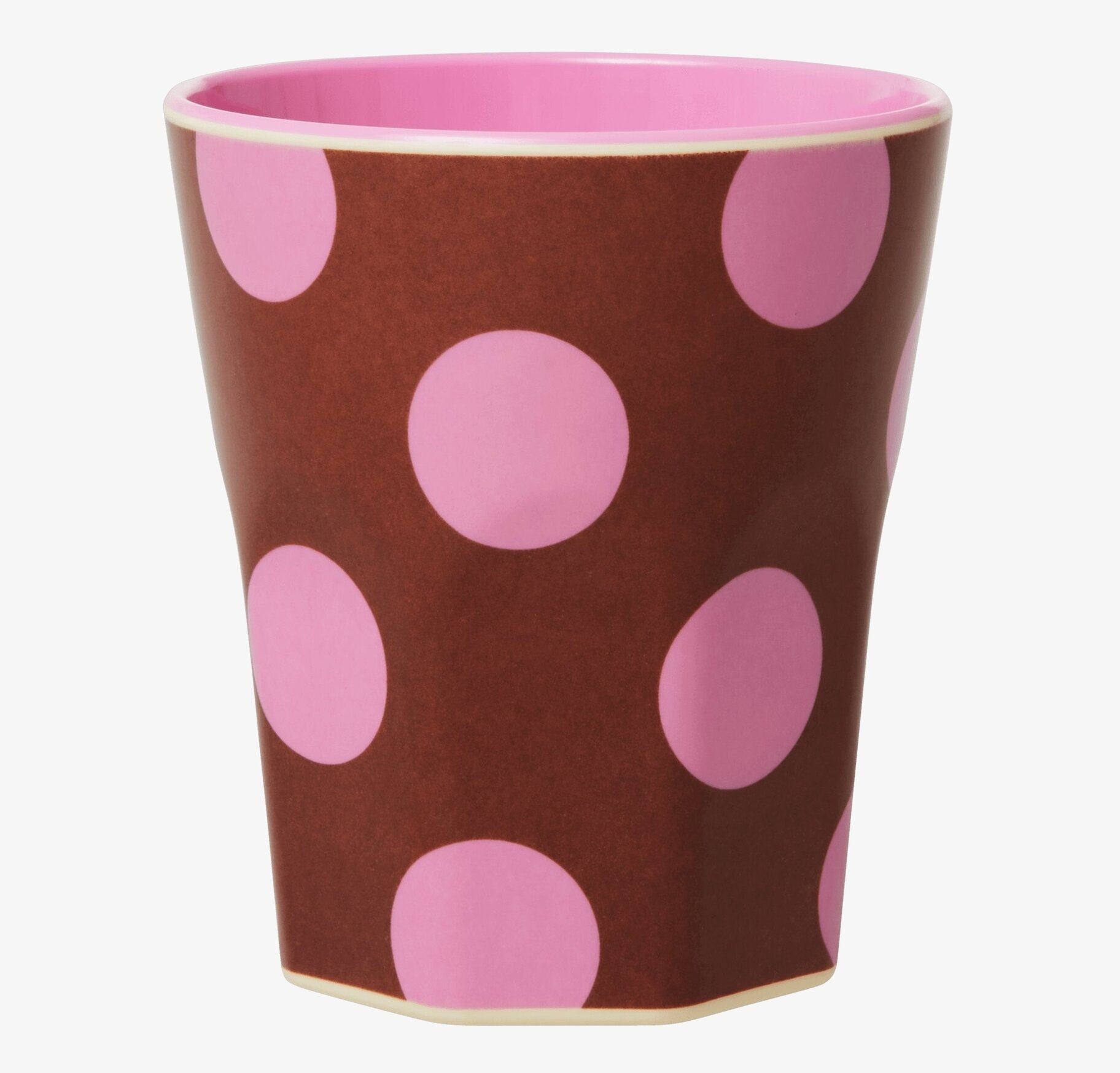Mugg Jumbo Brown Soft Pink Dots Print från Rice i fokus