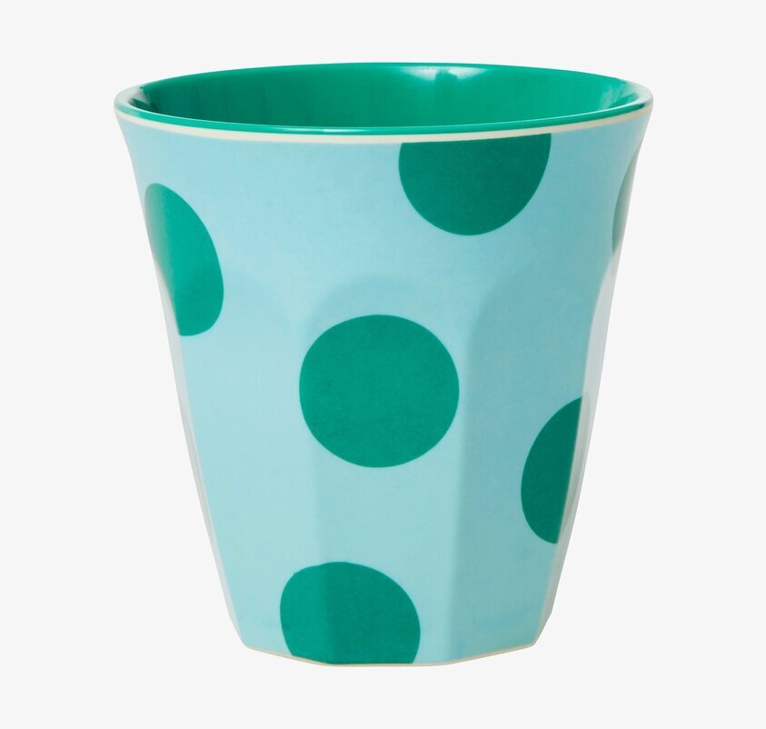 Mugg Green Dots Print från Rice med turkos och grönt mönster