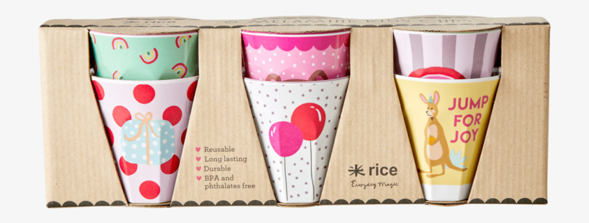 Små Muggar Party Animal Prints Pink från Rice i förpackning